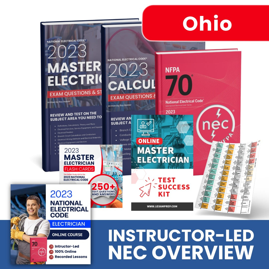 2023 Ohio Master Electrician Exam Prep Study Package Includes Instructor Led NEC Course (Based on the 2023 NEC)