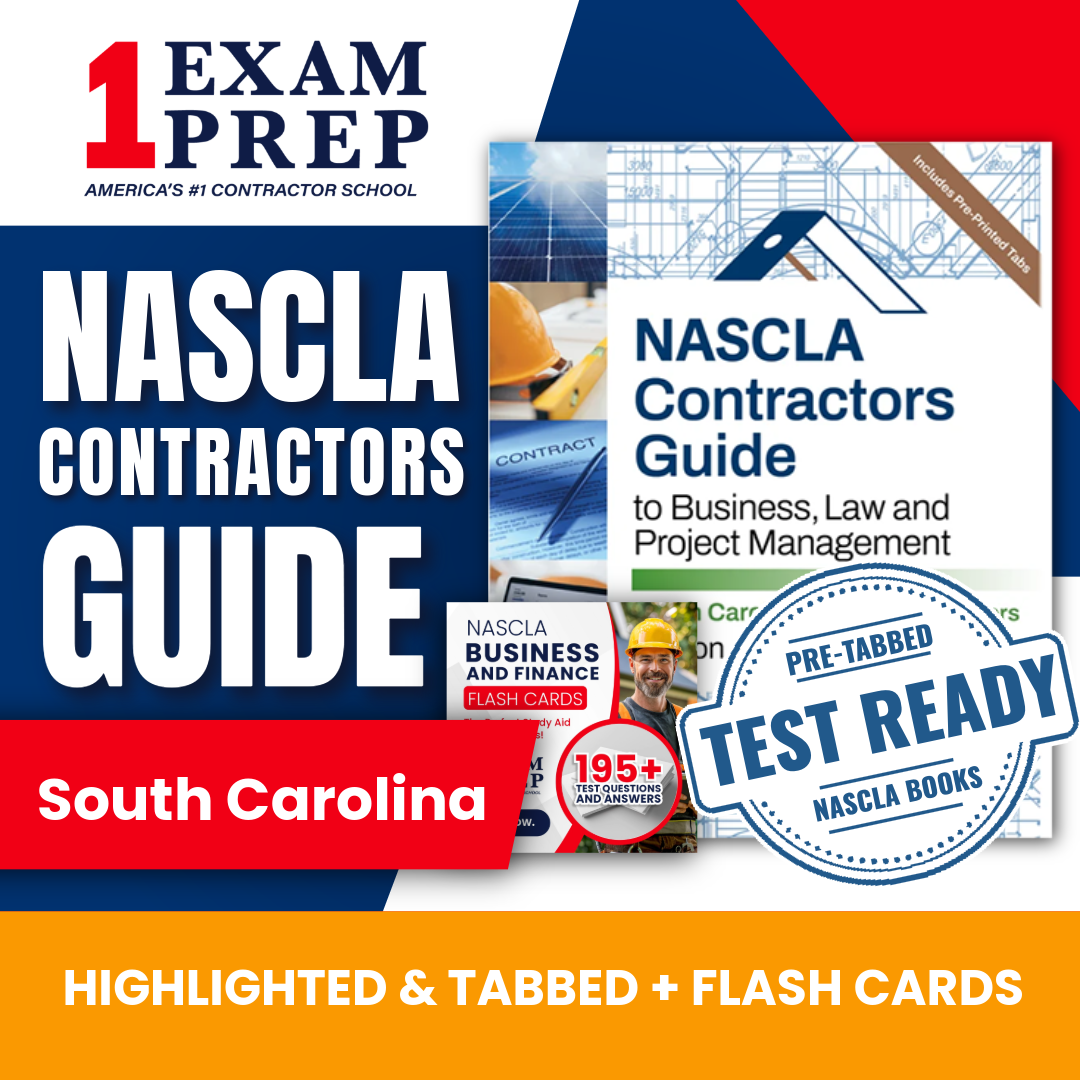 South Carolina Residential NASCLA Highlighted & Tabbed Contractor's Guide to Business, Law and Project Management, Residential Builders, 9th Edition + Flash Cards Bundle