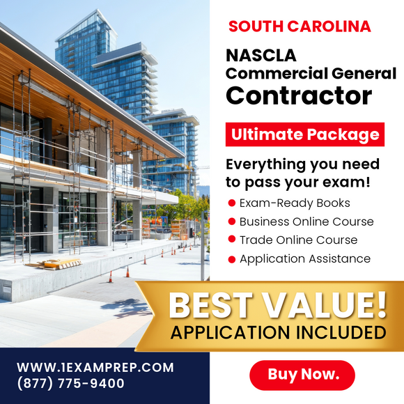 South Carolina NASCLA Commercial General Building Contractor Ultimate Exam Prep Rental Package