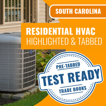 South Carolina Residential HVAC Contractor Exam Complete Highlighted & Tabbed Book Package