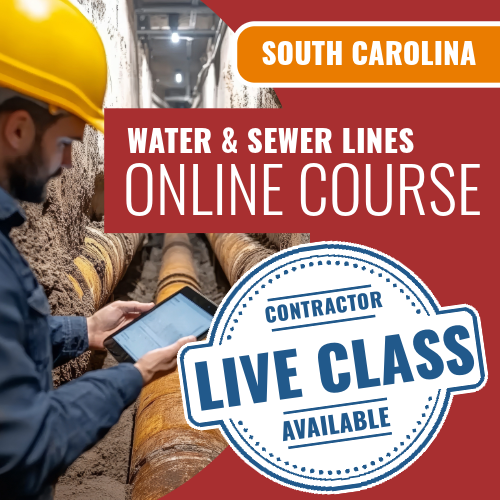 South Carolina Water and Sewer Lines Contractor - Online Exam Prep Course