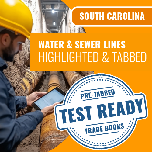 South Carolina Water & Sewer Lines Contractor Exam Complete Highlighted & Tabbed Book Package