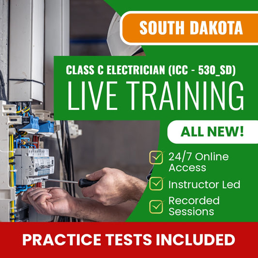 South Dakota Class C Electrician (ICC - 530_SD) Exam Prep - Live Virtual + Self Study Training