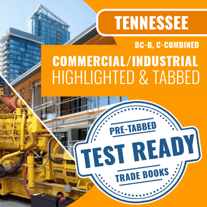 Tennessee BC-B, C-Combined Commercial / Industrial Contractor Exam Complete Highlighted & Tabbed Book Package
