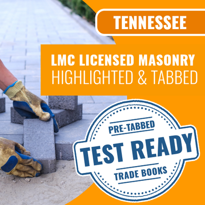 Tennessee LMC Licensed Masonry Contractor Exam Complete Highlighted & Tabbed Book Package