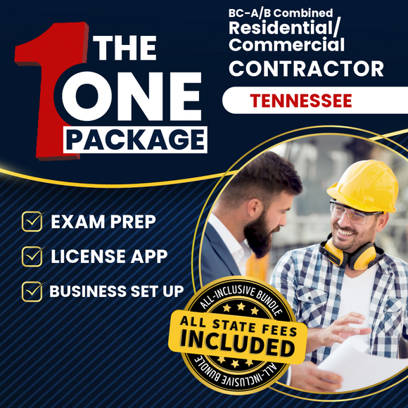 The 1 Package: All-Inclusive Tennessee BC-A, B Combined Residential / Commercial Contractor Exam, Licensing & Business Setup Solution
