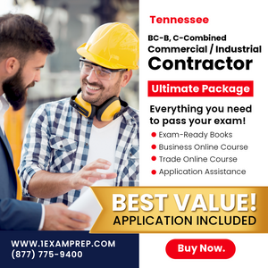 Tennessee BC-B, C-Combined Commercial / Industrial Contractor Ultimate Exam Prep Rental Package (Prov)