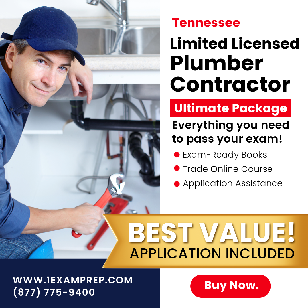 TENNESSEE LIMITED LICENSED PLUMBER CONTRACTOR ULTIMATE EXAM PREP RENTAL PACKAGE
