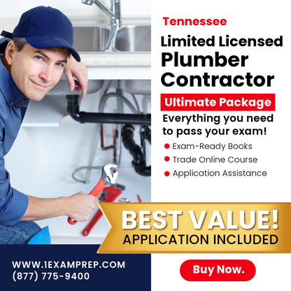 TENNESSEE LIMITED LICENSED PLUMBER CONTRACTOR ULTIMATE EXAM PREP RENTAL PACKAGE
