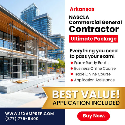 Arkansas NASCLA Commercial General Building Contractor Ultimate Exam Prep Rental Package