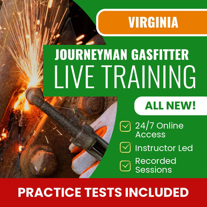 Virginia Journeyman Gasfitter Contractor Exam Prep - Live Virtual + Self Study Training