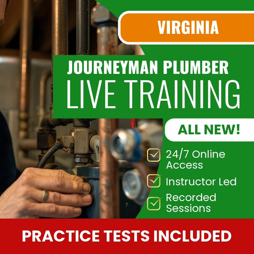 Virginia Journeyman Plumber Exam Prep - Live Virtual + Self Study Training