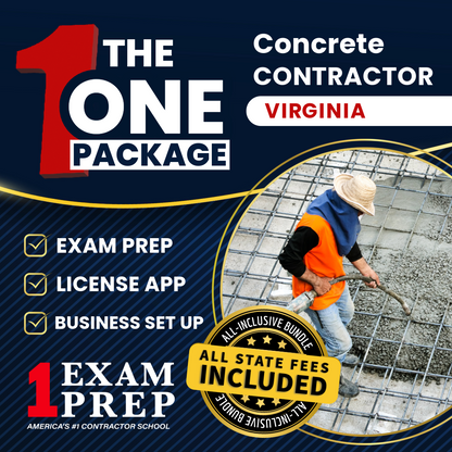 The 1 Package: All-Inclusive New Virginia Concrete Contractor Exam, Licensing & Business Setup Solution