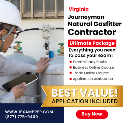 VIRGINIA JOURNEYMAN NATURAL GASFITTER ULTIMATE EXAM PREP RENTAL PACKAGE