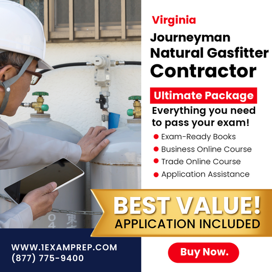 VIRGINIA JOURNEYMAN NATURAL GASFITTER ULTIMATE EXAM PREP RENTAL PACKAGE