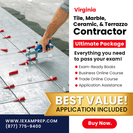 VIRGINIA TILE, MARBLE, CERAMIC & TERRAZZO CONTRACTING ULTIMATE EXAM PREP RENTAL PACKAGE