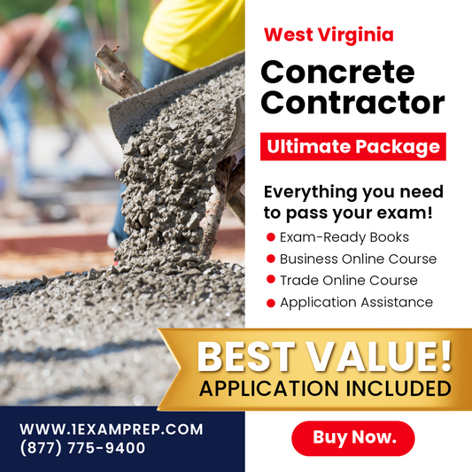 West Virginia Concrete Contractor Ultimate Exam Prep Book Rental Package (Prov)