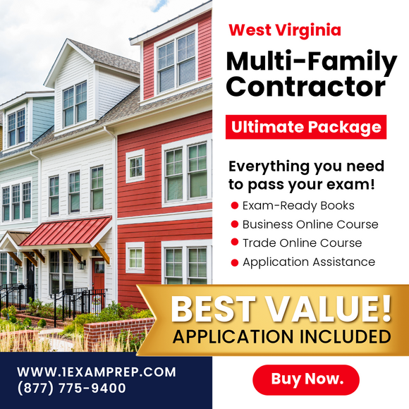 West Virginia Multi-Family Contractor Ultimate Exam Prep Book Rental Package (Prov)