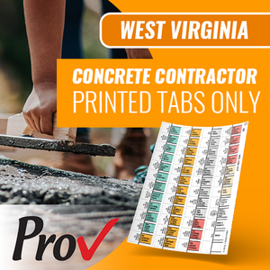 West Virginia Concrete Contractor Exam; Pre-Printed Tabs (Prov)