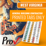 West Virginia General Building Contractor Exam; Pre-Printed Tabs (Prov)