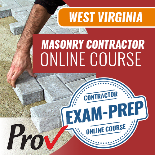 West Virginia Masonry Contractor - Online Exam Prep Course (Prov) – 1 ...
