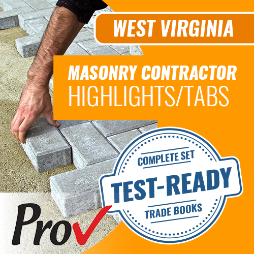 West Virginia Masonry Contractor Book Package - Highlighted and Tabbed (Prov)