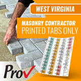 West Virginia Masonry Contractor Exam; Pre-Printed Tabs (Prov)