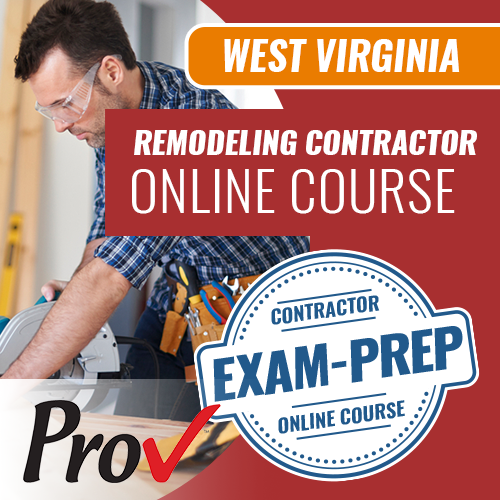 West Virginia Remodeling and Repair Contractor Online Course by 1 Exam Prep for Prov testing