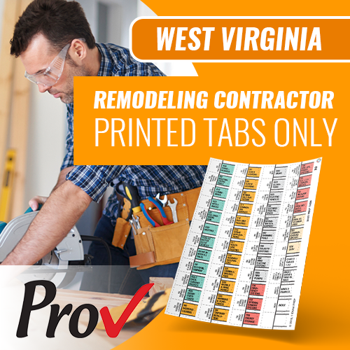 West Virginia Remodeling and Repair Contractor Exam; Pre-Printed Tabs (Prov)