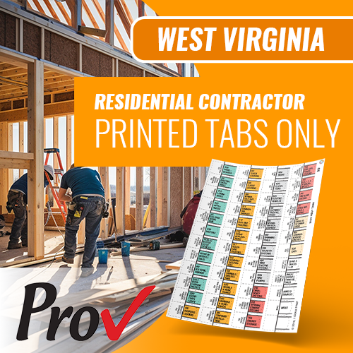 West Virginia Residential Contractor Exam; Pre-Printed Tabs (Prov)