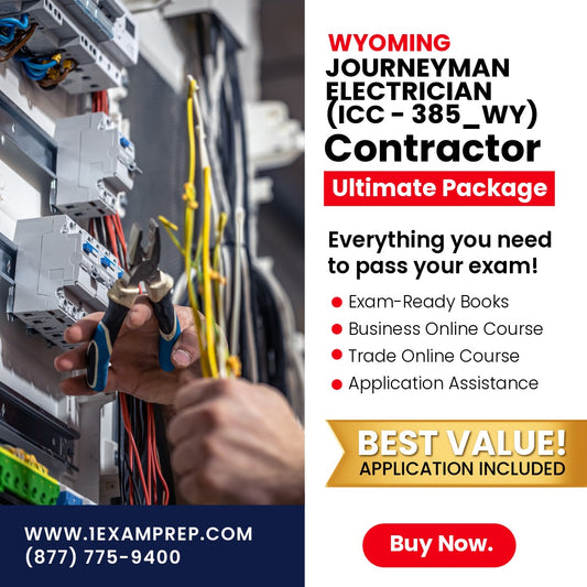 Wyoming Journeyman Electrician (ICC - 385_WY) Ultimate Exam Prep Rental Package