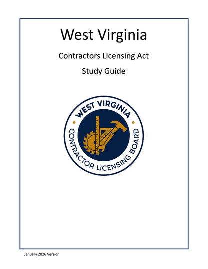 West Virginia Contractor Licensing Act Study Guide; Highlighted & Tabbed (Prov)