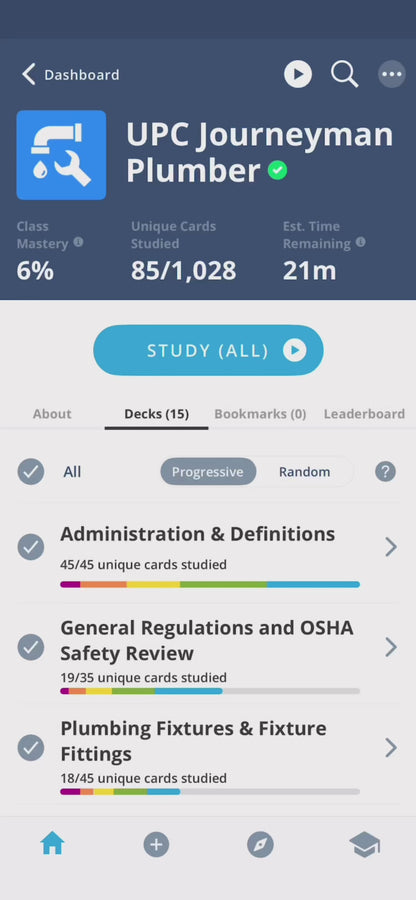 Journeyman Plumber Exam Digital Flash Cards Based on Uniform Plumbing Code (UPC)