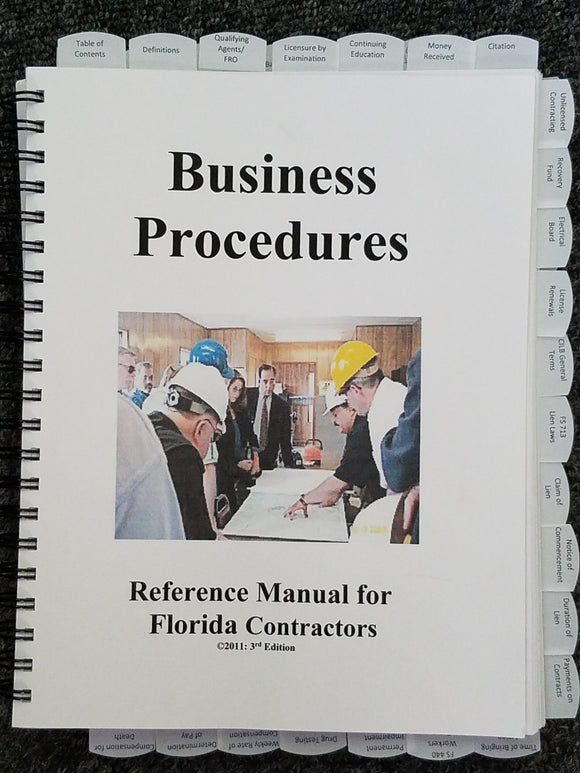 GITS Business Procedures Reference Manual for Florida Contractors; Highlighted & Tabbed