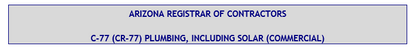 Arizona C-77 (CR-77) Paquete de libro de examen para contratista de plomería (incluida la energía solar)