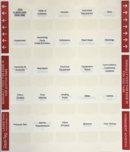Examen de contratista de piscinas residenciales de Florida; Pestañas preimpresas (solo pestañas)