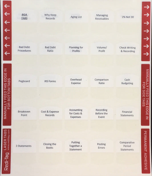 Examen de Negocios y Finanzas de Florida; Pestañas preimpresas (solo pestañas)