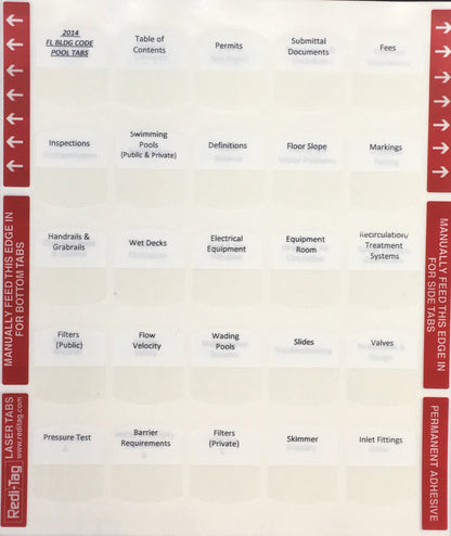 Examen de contratista de piscinas comerciales de Florida; Pestañas preimpresas (solo pestañas)