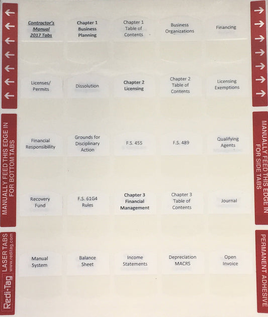Florida General Contractor Exam; Pre-Printed Tabs and Highlights