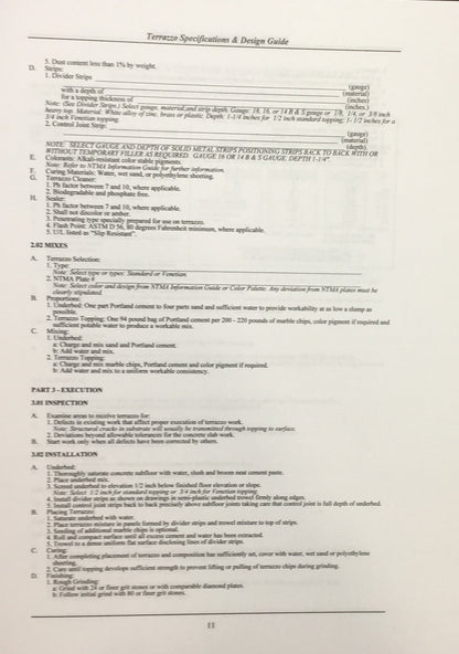 Guía de diseño y especificaciones de terrazo, 1999