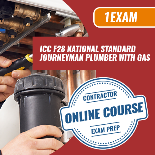 ICC F28 National Standard Journeyman Plumber with Gas Exam Prep Package
