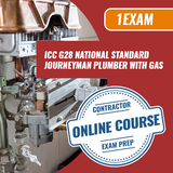 Plomero oficial estándar nacional ICC G28 con preparación para el examen de gas [solo curso en línea]