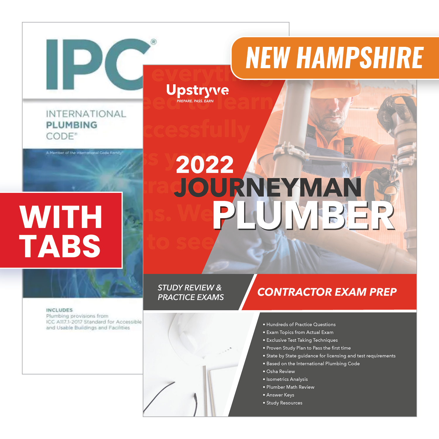 New Hampshire Journeyman Plumber Study Guide with 2021 International Plumbing Code and Tabs